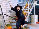 Miotła czarownicy wiedźmy baba jagi czarna 90cm na halloween andrzejki xxl