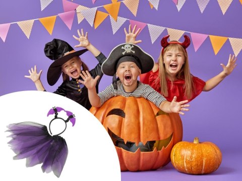 Strój przebranie na halloween spódnica nietoperz opaska czarno-fioletowa Strój przebranie na halloween spódnica nietoperz opaska czarno-fioletowa