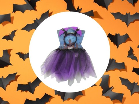 Strój przebranie na halloween spódnica nietoperz opaska czarno-fioletowa Strój przebranie na halloween spódnica nietoperz opaska czarno-fioletowa
