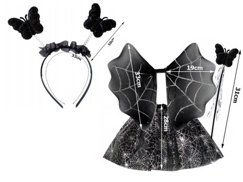 Strój przebranie na halloween spódnica pająk opaska motyl skrzydła różdżka Strój przebranie na halloween spódnica pająk opaska motyl skrzydła różdżka