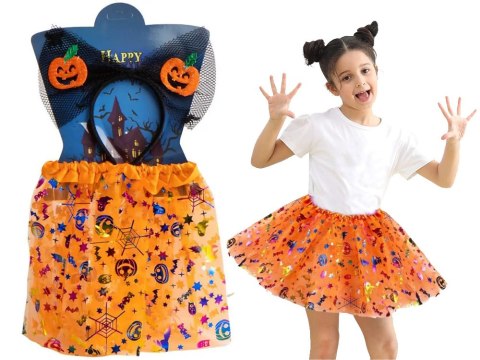 Strój przebranie na halloween spódnica tutu dynia opaska kokarda świecąca Strój przebranie na halloween spódnica tutu dynia opaska kokarda świecąca