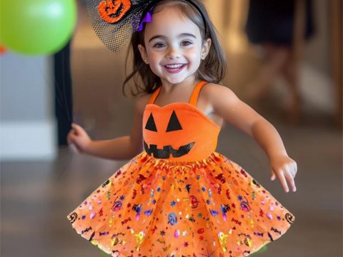 Strój przebranie na halloween spódnica tutu dynia opaska kokarda świecąca Strój przebranie na halloween spódnica tutu dynia opaska kokarda świecąca
