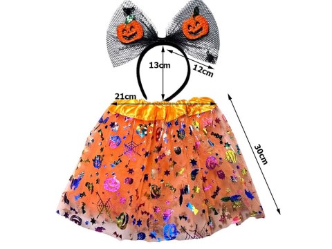 Strój przebranie na halloween spódnica tutu dynia opaska kokarda świecąca Strój przebranie na halloween spódnica tutu dynia opaska kokarda świecąca