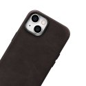 SKÓRZANE ETUI IPHONE 14 PLUS MAGNETYCZNE Z MAGSAFE OIL WAX PREMIUM LEATHER CASE CIEMNY BRĄZ