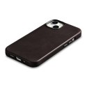 SKÓRZANE ETUI IPHONE 14 PLUS MAGNETYCZNE Z MAGSAFE OIL WAX PREMIUM LEATHER CASE CIEMNY BRĄZ