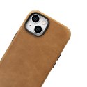 SKÓRZANE ETUI IPHONE 14 PLUS MAGNETYCZNE Z MAGSAFE OIL WAX PREMIUM LEATHER CASE JASNY BRĄZ