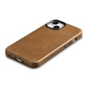 SKÓRZANE ETUI IPHONE 14 PLUS MAGNETYCZNE Z MAGSAFE OIL WAX PREMIUM LEATHER CASE JASNY BRĄZ