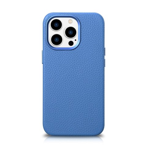 SKÓRZANE ETUI IPHONE 14 PRO MAGNETYCZNE Z MAGSAFE LITCHI PREMIUM LEATHER CASE NIEBIESKI