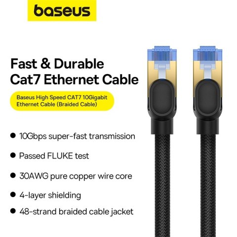 SZYBKI KABEL SIECIOWY LAN RJ45 CAT.7 10GBPS PLECIONKA 8M CZARNY SZYBKI KABEL SIECIOWY LAN RJ45 CAT.7 10GBPS PLECIONKA 8M CZARNY