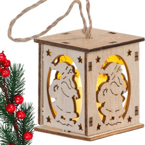 Drewniany wiszący lampion na choinkę oświetlenie ozdoba świąteczna mikołaj Drewniany wiszący lampion na choinkę oświetlenie ozdoba świąteczna mikołaj
