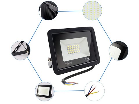 Naświetlacz halogen reflektor led 20w 6000k zewnętrzny wodoodporny ip66 Naświetlacz halogen reflektor led 20w 6000k zewnętrzny wodoodporny ip66