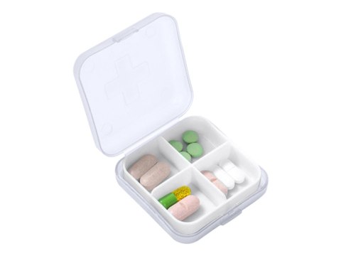 Pojemnik pudełko kasetka na leki suplementy tabletki podróżny 4 przegródki Pojemnik pudełko kasetka na leki suplementy tabletki podróżny 4 przegródki