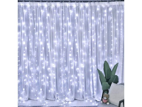 Kurtyna świetlna 300 led na okno wewnętrzna girlanda barwa zimna pilot 3m Kurtyna świetlna 300 led na okno wewnętrzna girlanda barwa zimna pilot 3m