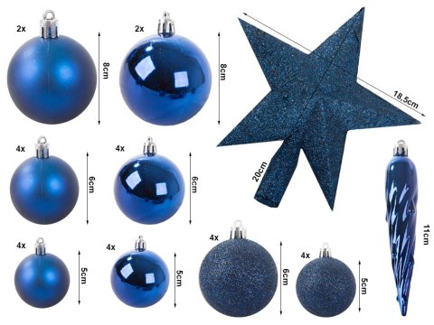 Bombki choinkowe na choinkę święta niebieskie brokat gwiazda 8 / 6 / 5 Bombki choinkowe na choinkę święta niebieskie brokat gwiazda 8 / 6 / 5