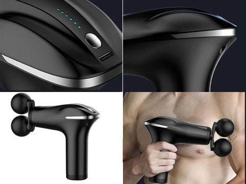 Pistolet do masażu pleców ciała nóg masażer mocny massage gun 4 końcówki Pistolet do masażu pleców ciała nóg masażer mocny massage gun 4 końcówki
