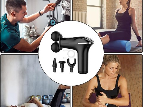 Pistolet do masażu pleców ciała nóg masażer mocny massage gun 4 końcówki Pistolet do masażu pleców ciała nóg masażer mocny massage gun 4 końcówki