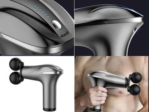 Pistolet do masażu pleców ciała nóg masażer mocny massage gun 4 końcówki Pistolet do masażu pleców ciała nóg masażer mocny massage gun 4 końcówki