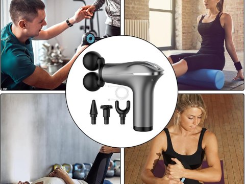 Pistolet do masażu pleców ciała nóg masażer mocny massage gun 4 końcówki Pistolet do masażu pleców ciała nóg masażer mocny massage gun 4 końcówki