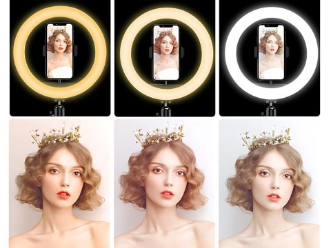 Lampa pierścieniowa led rgb ring + uchwyt na telefon + regulowany statyw Lampa pierścieniowa led rgb ring + uchwyt na telefon + regulowany statyw