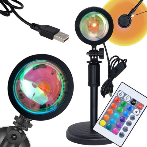 Projektor lampa lampka zachód wschód imitacja słońca led rgb usb + pilot Projektor lampa lampka zachód wschód imitacja słońca led rgb usb + pilot
