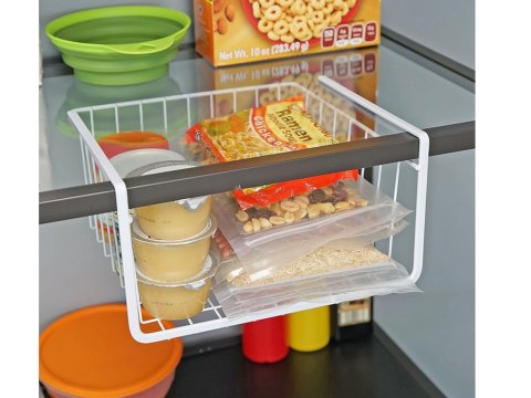 Kosz podwieszany pod półkę kosz metalowy organizer koszyk kuchenna biała Kosz podwieszany pod półkę kosz metalowy organizer koszyk kuchenna biała