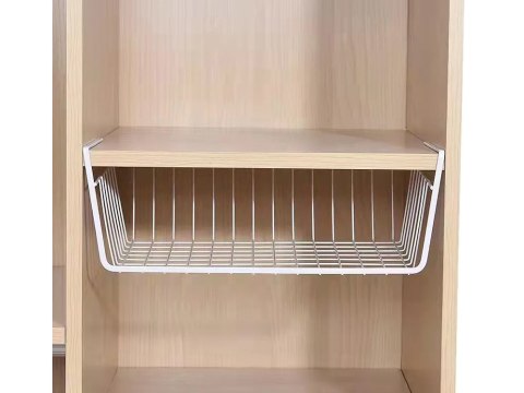 Kosz podwieszany pod półkę kosz metalowy organizer koszyk kuchenna biała Kosz podwieszany pod półkę kosz metalowy organizer koszyk kuchenna biała