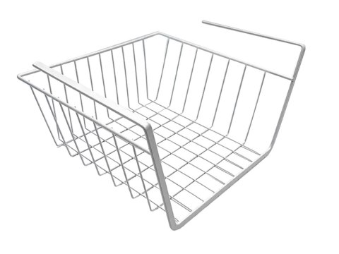 Kosz podwieszany pod półkę kosz metalowy organizer koszyk kuchenna biała Kosz podwieszany pod półkę kosz metalowy organizer koszyk kuchenna biała