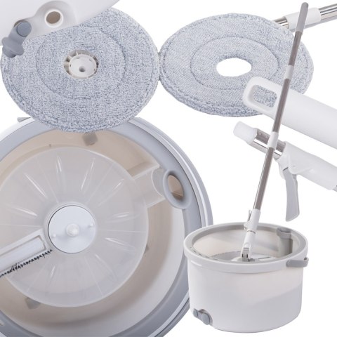 Mop obrotowy rotacyjny 360 spin wiadro zestaw 2x nakładki mikrofibra Mop obrotowy rotacyjny 360 spin wiadro zestaw 2x nakładki mikrofibra