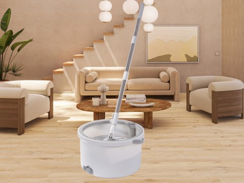Mop obrotowy rotacyjny 360 spin wiadro zestaw 2x nakładki mikrofibra Mop obrotowy rotacyjny 360 spin wiadro zestaw 2x nakładki mikrofibra