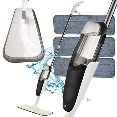 Mop płaski ze spryskiwaczem długi 120cm 350ml +3 szt wkładów z mikrofibry Mop płaski ze spryskiwaczem długi 120cm 350ml +3 szt wkładów z mikrofibry
