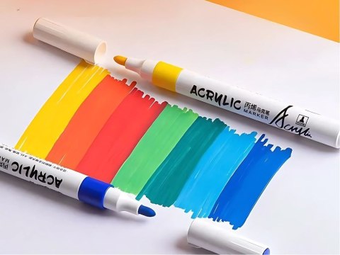 MARKERY AKRYLOWE 12 SZT KOLOROWE DO SZKŁA PLASTIKU METALU DREWNA + ETUI MARKERY AKRYLOWE 12 SZT KOLOROWE DO SZKŁA PLASTIKU METALU DREWNA + ETUI