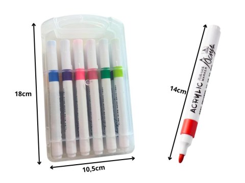 MARKERY AKRYLOWE 12 SZT KOLOROWE DO SZKŁA PLASTIKU METALU DREWNA + ETUI MARKERY AKRYLOWE 12 SZT KOLOROWE DO SZKŁA PLASTIKU METALU DREWNA + ETUI