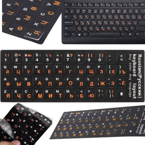 Naklejki nakładki nalepki na klawiaturę laptopa pc qwerty cyrlica 11x13mm Naklejki nakładki nalepki na klawiaturę laptopa pc qwerty cyrlica 11x13mm