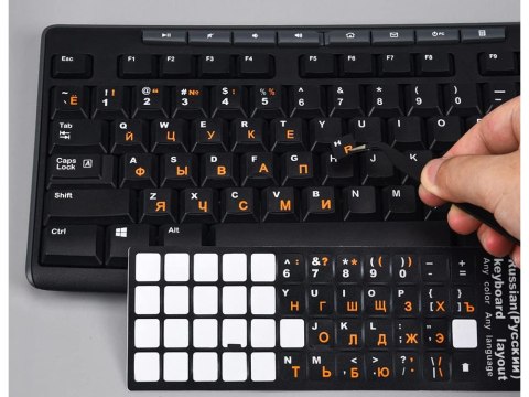 Naklejki nakładki nalepki na klawiaturę laptopa pc qwerty cyrlica 11x13mm Naklejki nakładki nalepki na klawiaturę laptopa pc qwerty cyrlica 11x13mm