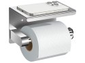 UCHWYT WIESZAK NA PAPIER TOALETOWY Z PÓŁKĄ NA TELEFON DO ŁAZIENKI WC STAL