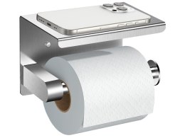 UCHWYT WIESZAK NA PAPIER TOALETOWY Z PÓŁKĄ NA TELEFON DO ŁAZIENKI WC STAL