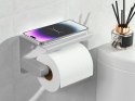 UCHWYT WIESZAK NA PAPIER TOALETOWY Z PÓŁKĄ NA TELEFON DO ŁAZIENKI WC STAL