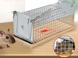 Pułapka żywołapka na szczury gryzonie humanitarna duża metalowa klatka xl