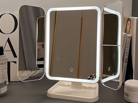 Lusterko kosmetyczne podświetlane led rozkładane do makijażu usb 3 barwy Lusterko kosmetyczne podświetlane led rozkładane do makijażu usb 3 barwy
