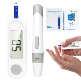Glukometr cyfrowy zestaw lcd 50 pasków 50 lancetów test cukru we krwi