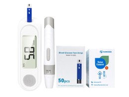 Glukometr cyfrowy zestaw lcd 50 pasków 50 lancetów test cukru we krwi