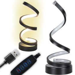 Lampa spiralna led biurkowa stołowa 3 barwy światła usb regulacja jasności