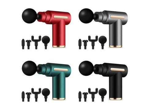 PISTOLET DO MASAŻU PLECÓW CIAŁA NÓG MASAŻER MOCNY MASSAGE GUN 4 KOŃCÓWKI PISTOLET DO MASAŻU PLECÓW CIAŁA NÓG MASAŻER MOCNY MASSAGE GUN 4 KOŃCÓWKI