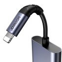 2W1 ADAPTER PRZEJŚCIÓWKA DO IPHONE ŁADOWARKA + SŁUCHAWKI LIGHTNING / MINI JACK 3.5MM CZARNY