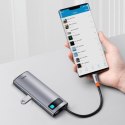 7W1 HUB ADAPTER METAL GLEAM SERIES USB-C DO USB-C PD 3X USB-A HDMI SD TF SZARY