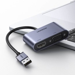 PRZEJŚCIÓWKA ADAPTER USB - HDMI + VGA SZARA