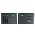 UNIWERSALNA ŁADOWARKA PODRÓŻNA GAN 2X USB-A 3X USB-C WTYCZKI UK EU USA AUS CZARNA