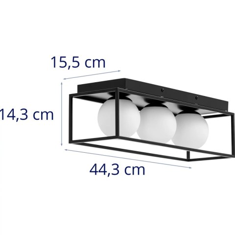 LAMPA SUFITOWA NOWOCZESNA 3 PUNKTOWA E9 - SZKLANE KULE W RAMIE LAMPA SUFITOWA NOWOCZESNA 3 PUNKTOWA E9 - SZKLANE KULE W RAMIE