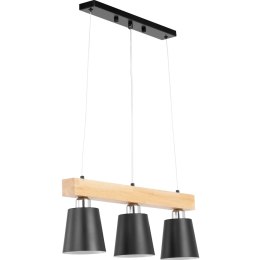 LAMPA SUFITOWA WISZĄCA 3 PUNKTOWA E27 - DREWNIANA BELKA