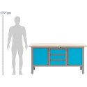 STÓŁ WARSZTATOWY NARZĘDZIOWY 3 SZUFLADY 2 SZAFKI 169 X 60 X 87 CM 1000 KG